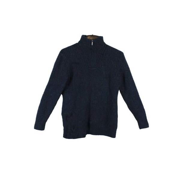 LL Bean Women's Carbon Navy Wool Blend Cozy Cloud Quarter-Zip Sweater Size S - Picture 1 of 9